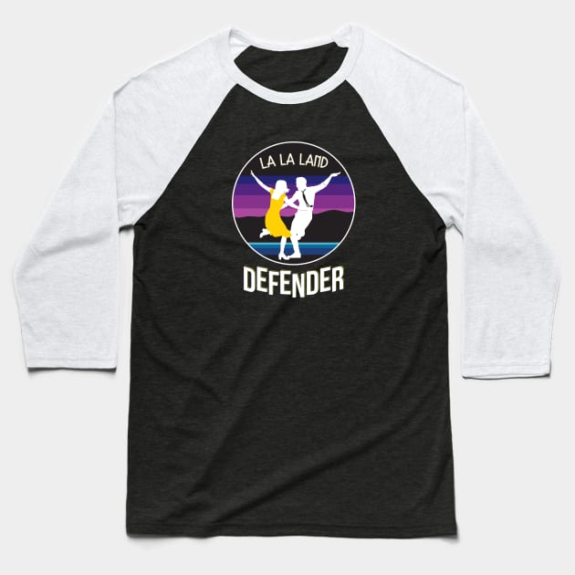 La La Land Defender Baseball T-Shirt by Lights, Camera, Podcast